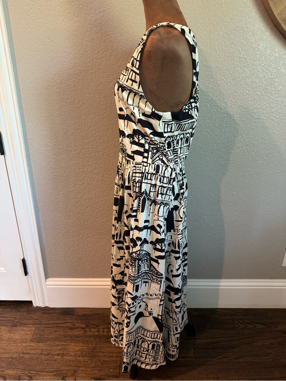 Weekend Max Mara PAPIRO XL Black Ivory Architectural Print Cotton Dress Italy - Picture 3 of 10